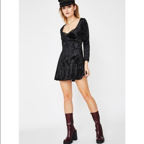 Free People Dresses & Skirts - Free People Black Kat Soft Velvet Mini Dress